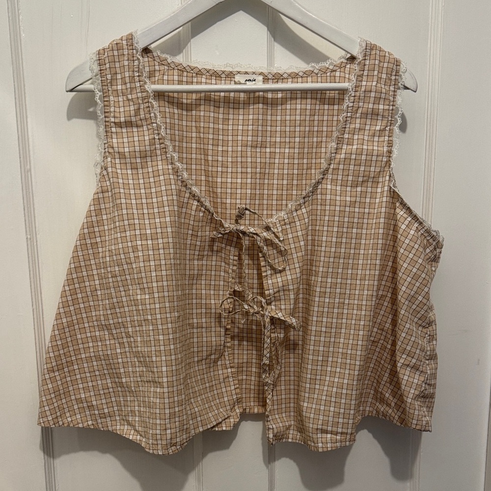 Aerie Off-Duty poplin tie front tank top